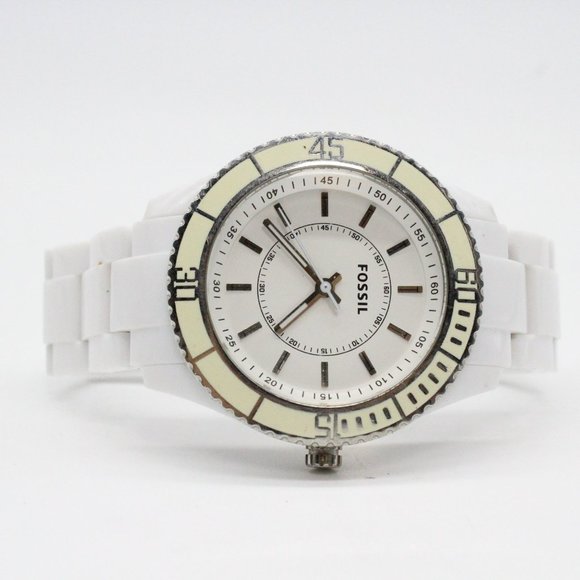 Fossil Watch Unisex Lightweight "Stella" ES-2442 White Resin Analog Quartz - Picture 5 of 8